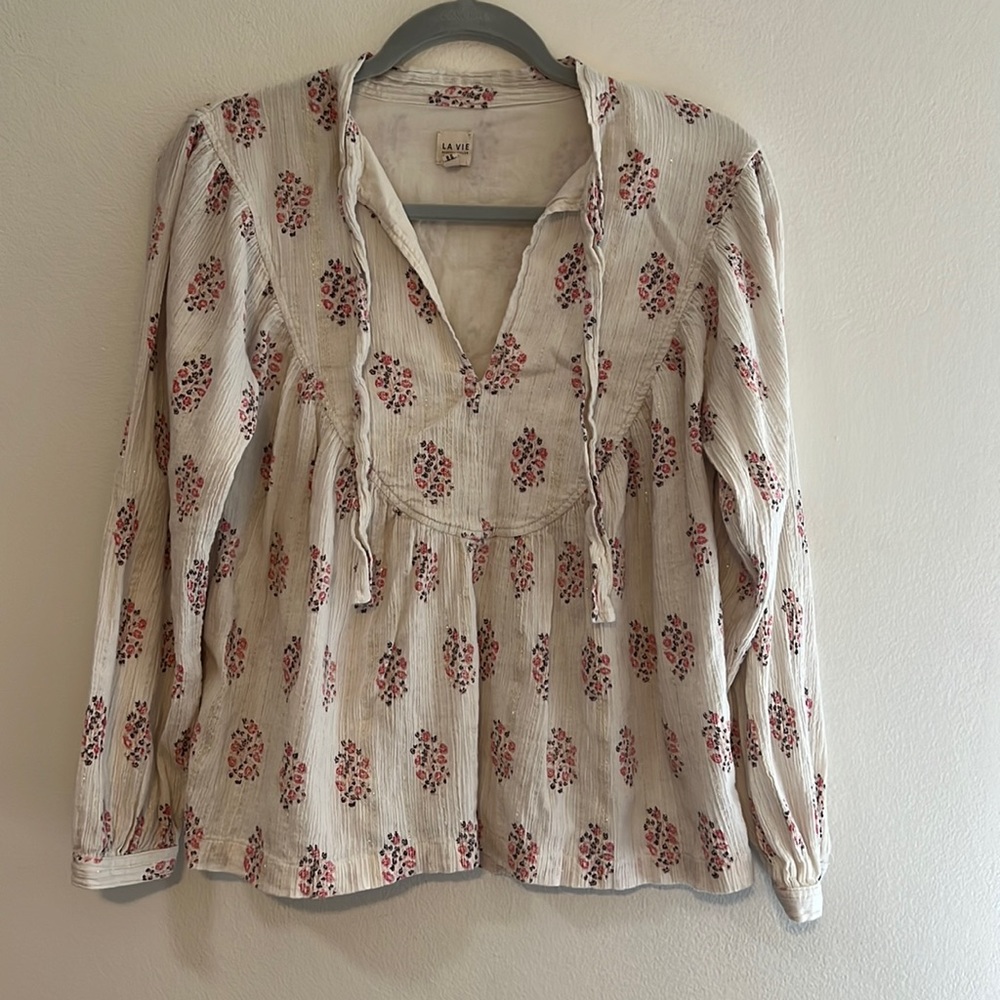 La Vie by Rebecca Taylor floral blouse Size M
